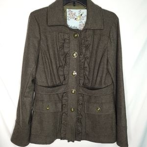 ANTHROPOLOGIE TABITHA Women's Wool Blend Military Style Jacket Size 10